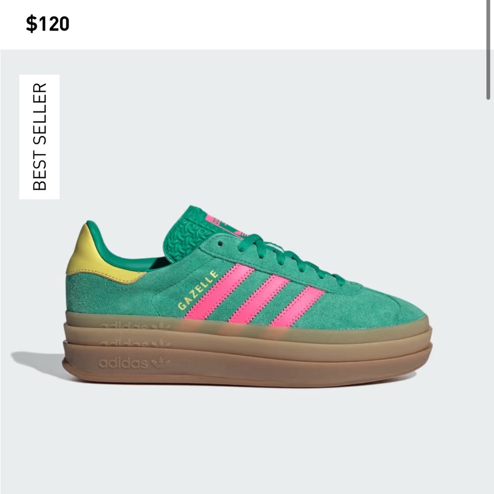 Adidas Gazelle Green and Pink Sneakers